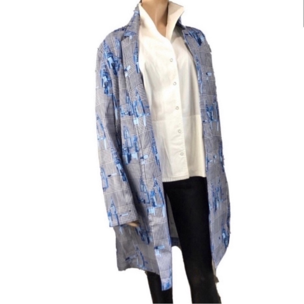 Alfani Navy and White Houndstooth Jacket